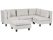 Modular Corner Sofa 4 Seater UNSTAD with Ottoman Fabric Light Beige Left Hand_925332