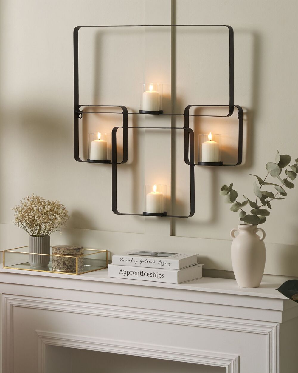 Wall Candle Holder PALAWAN 65 cm Metal Black