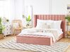 Łóżko welurowe z ławką 160 x 200 cm różowe NOYERS_926148