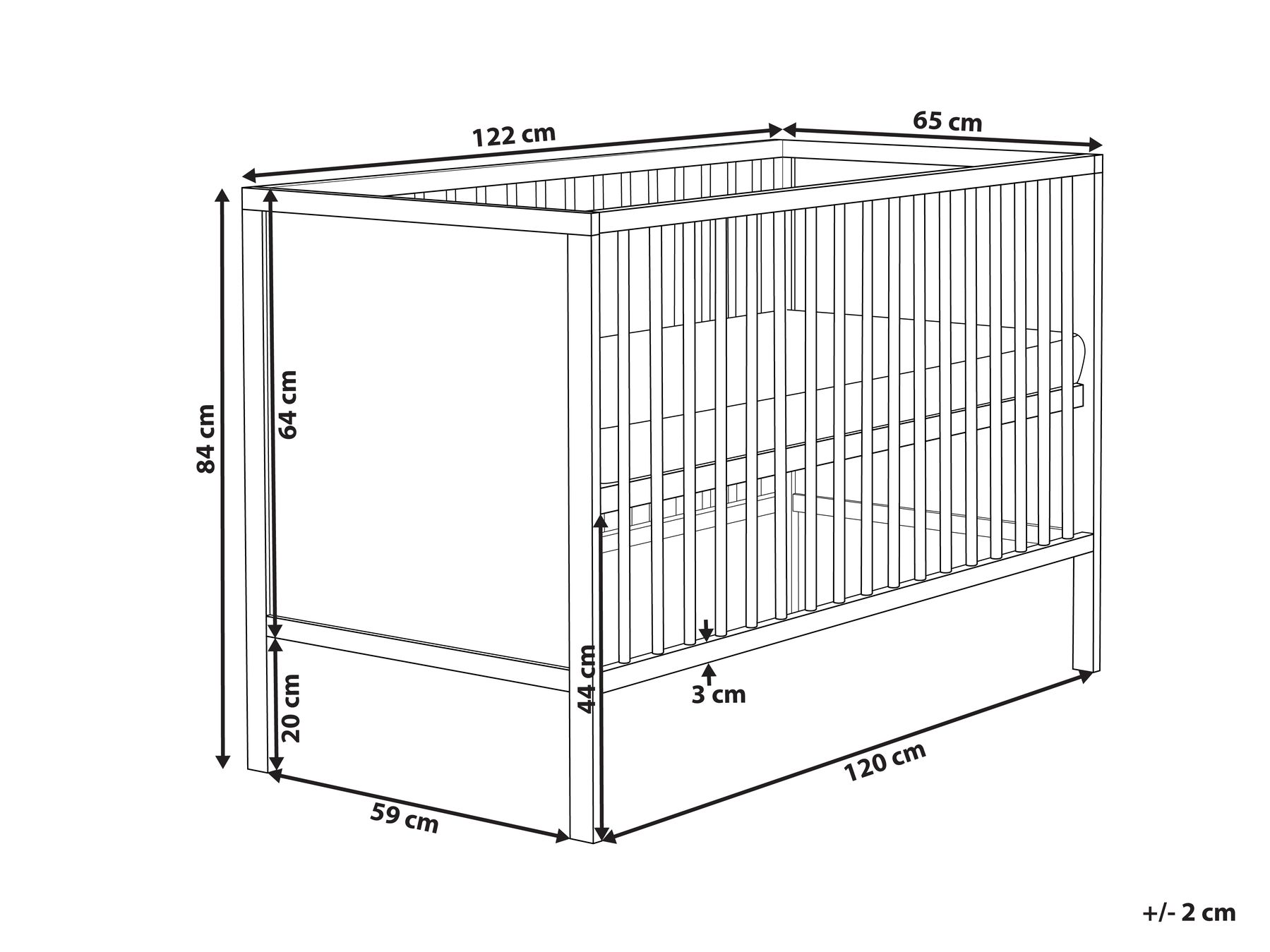Baby Cot Bed ZAMA 60 x 120 cm White | Beliani.es