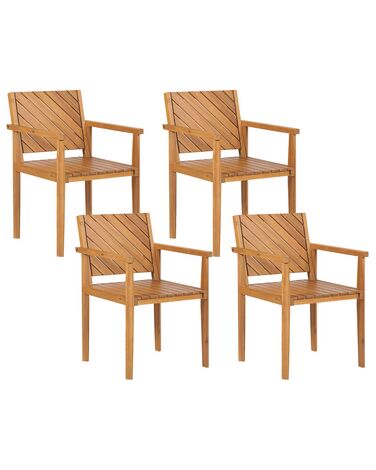 Lot de 4 chaises de jardin en bois d'acacia clair BARATTI