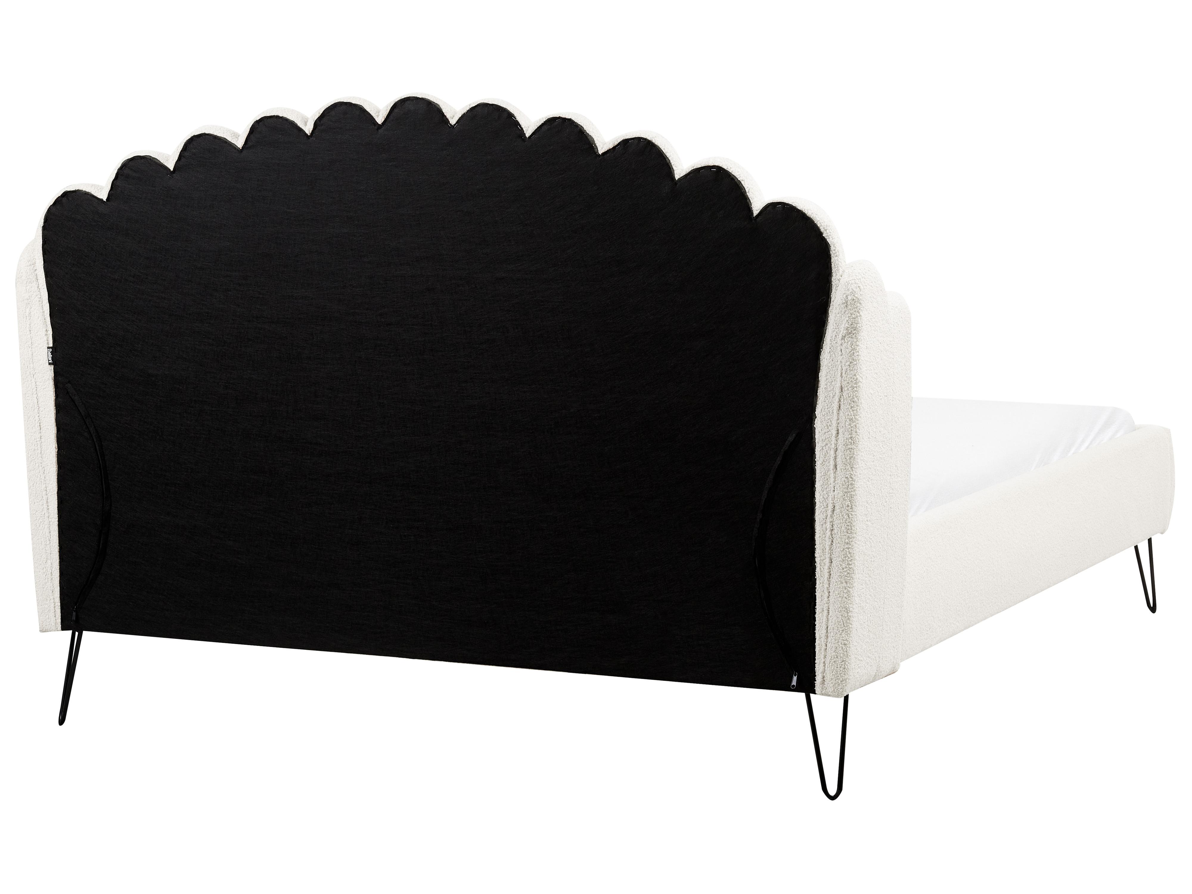 Bett mit Lattenrost Bouclé AMBILLOU 140 x 200 cm Cremeweiß_967565