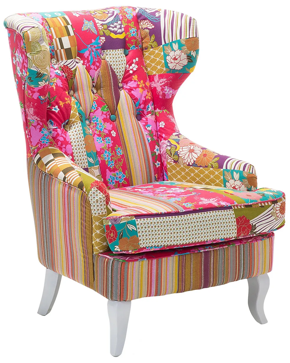 Wingback Chair MOLDE Fabric Fuchsia Pink