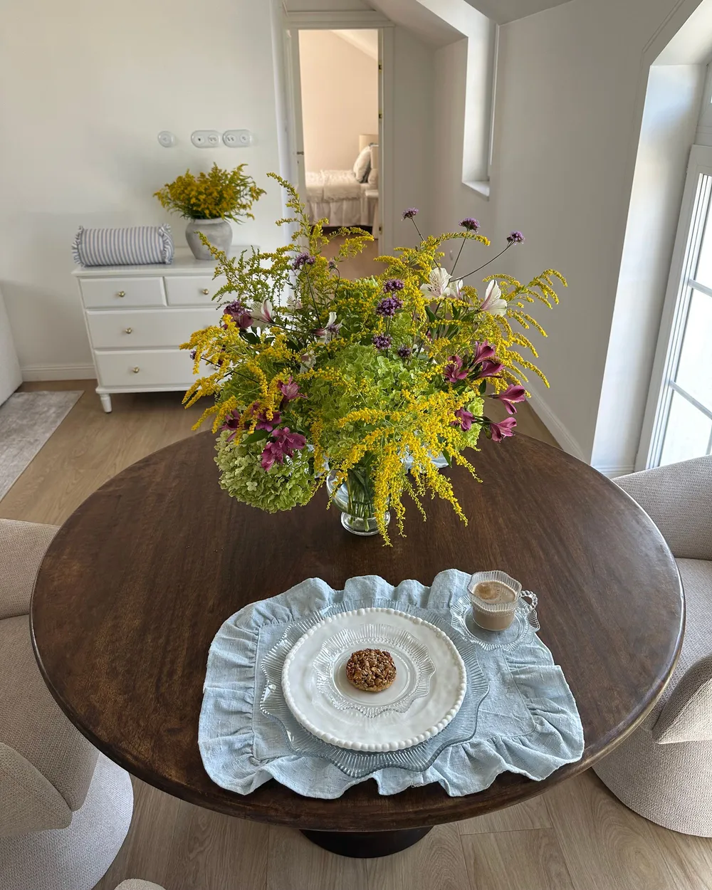 Masă de dining SILVON Maro închis 120 cm 120 cm Lemn de mango_1156228