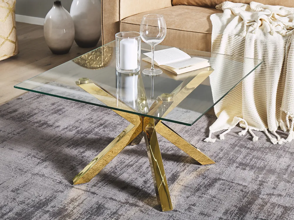 COSTWAY Salontafel van gehard glas, U-vormige bijzettafel, moderne glazen tafel, woonkamertafel, koffietafel, voor woonkamer, kantoor, hotel, belastbaar tot 136 kg, 108 x 50 x 35 cm