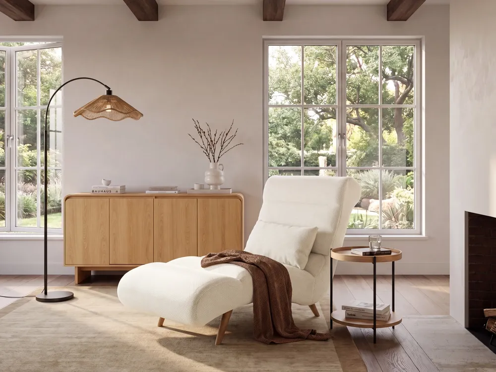 Chaise Longue RIVES Fabric Off-White