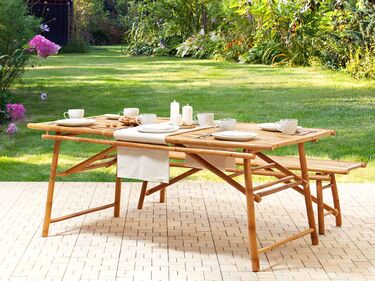 Bamboo Garden Table 180 cm Light Wood TINDARI 