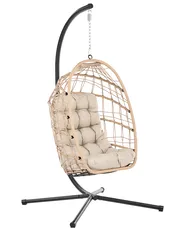 Hanging Chair with Stand MORNESE Metal Natural_1146552