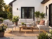 Garden Sofa Set 4 Seater ERICHE Light Beige_1188047