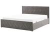Zamatová posteľ s úložným priestorom 180 x 200 cm sivá ROCHEFORT_786529