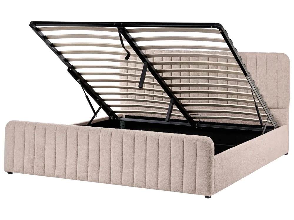 Ottoman Bed LUNAN Boucle Beige 180 x 200 cm (EU Super King)_1048465