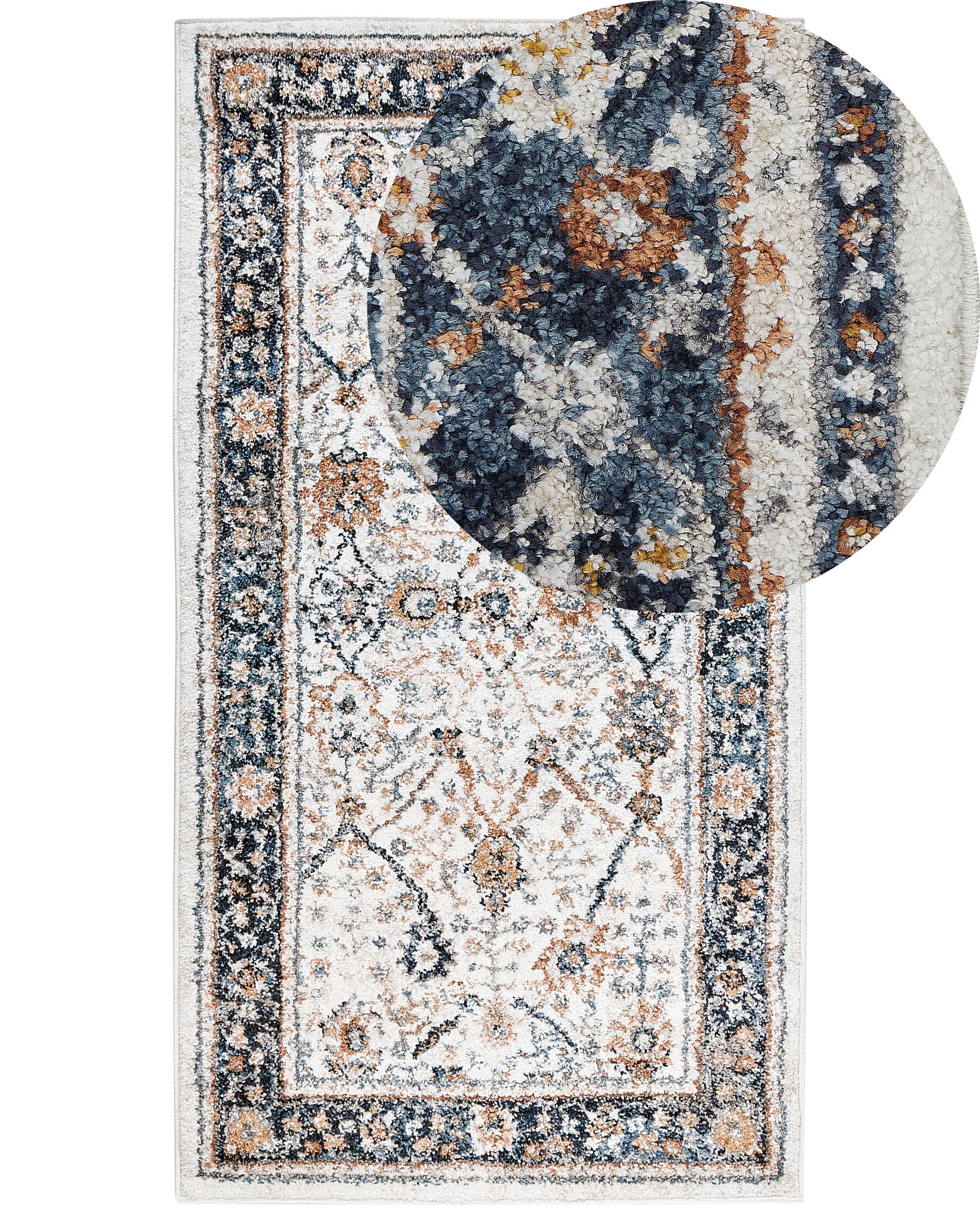 Teppich beige / blau orientalisches Muster 80 x 150 cm Kurzflor ARATES_854314