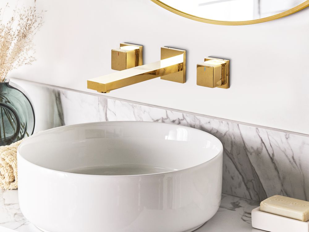Wall Mounted Basin Mixer Tap PAILON Brass Gold