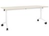 Folding Office Desk with Casters 180 x 60 cm Light Wood and White CAVI_922305
