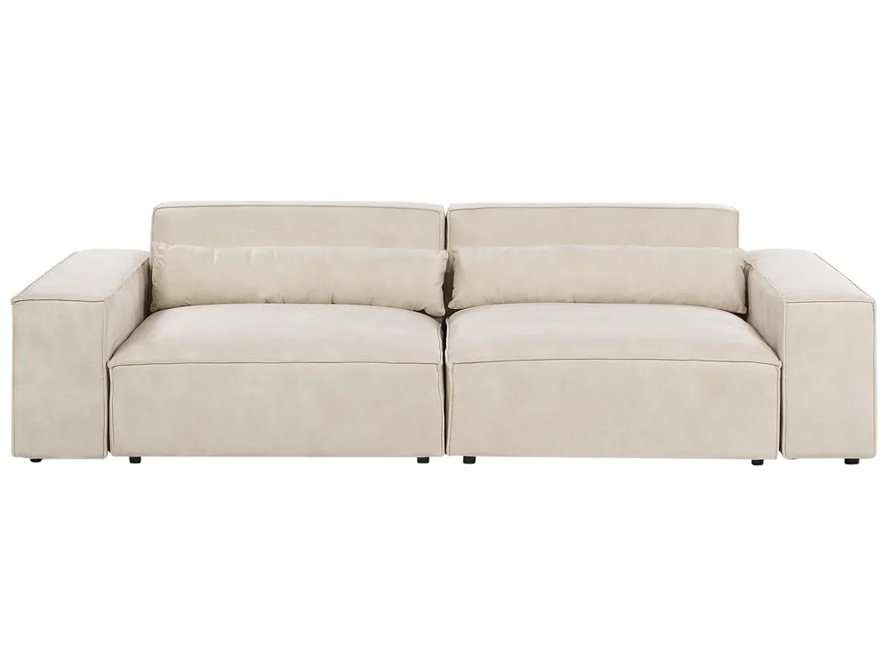 Modular Sofa 2 Seater HELLNAR with Ottoman Velvet Light Beige_910865