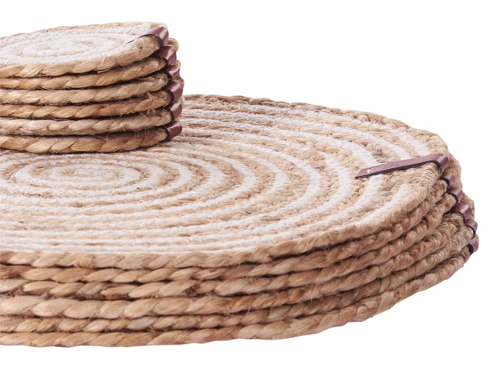 12 Piece Placemats and Coasters Set QUININE Jute Natural_946243
