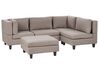 4 Seater Left Hand Modular Fabric Corner Sofa with Ottoman Brown UNSTAD_924924