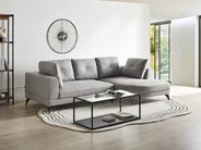 Corner Sofa 3 Seater YURI Faux Linen Grey Left Hand_1021553
