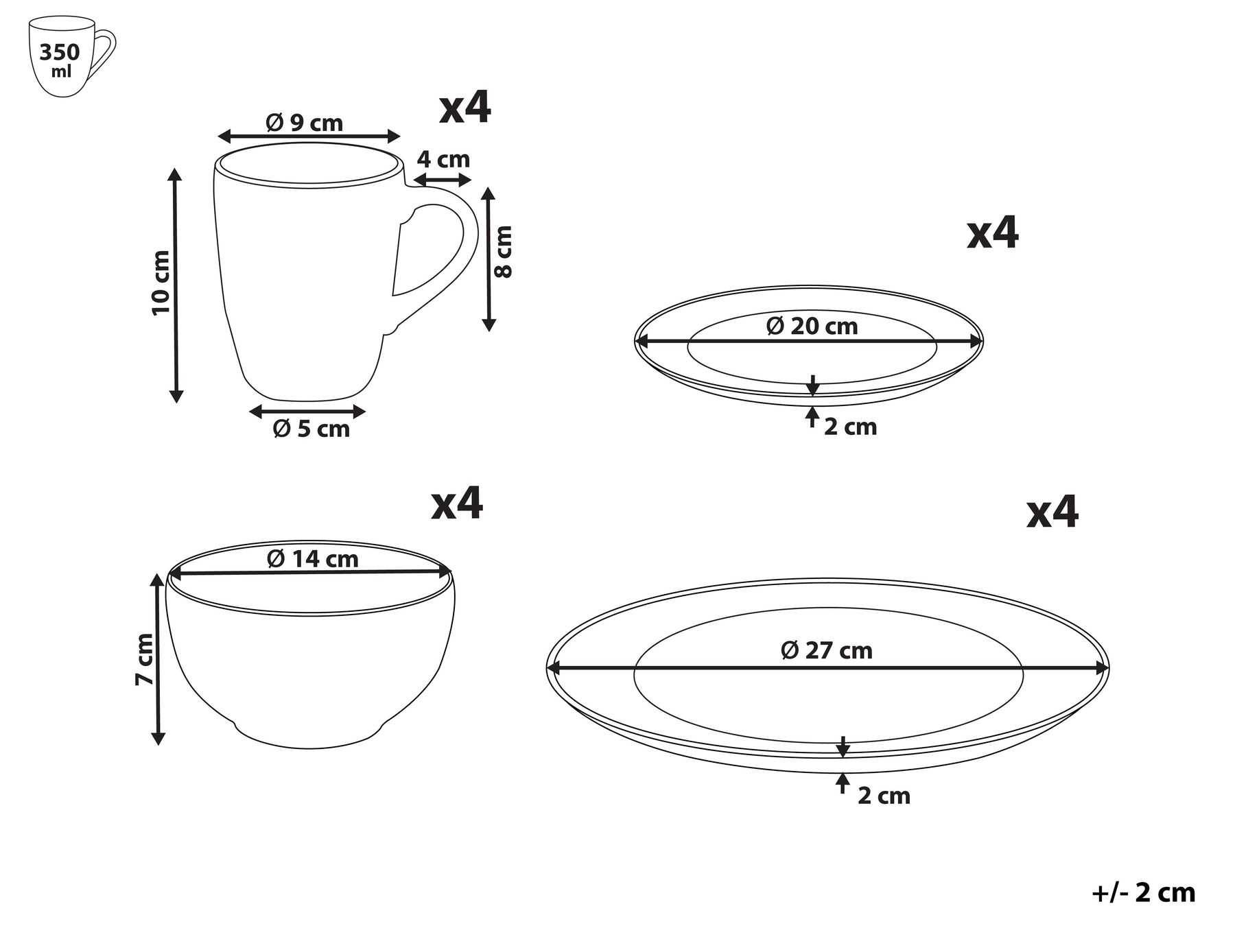 Set of 16 Dinnerware MARJORAM Porcelain White_1026422