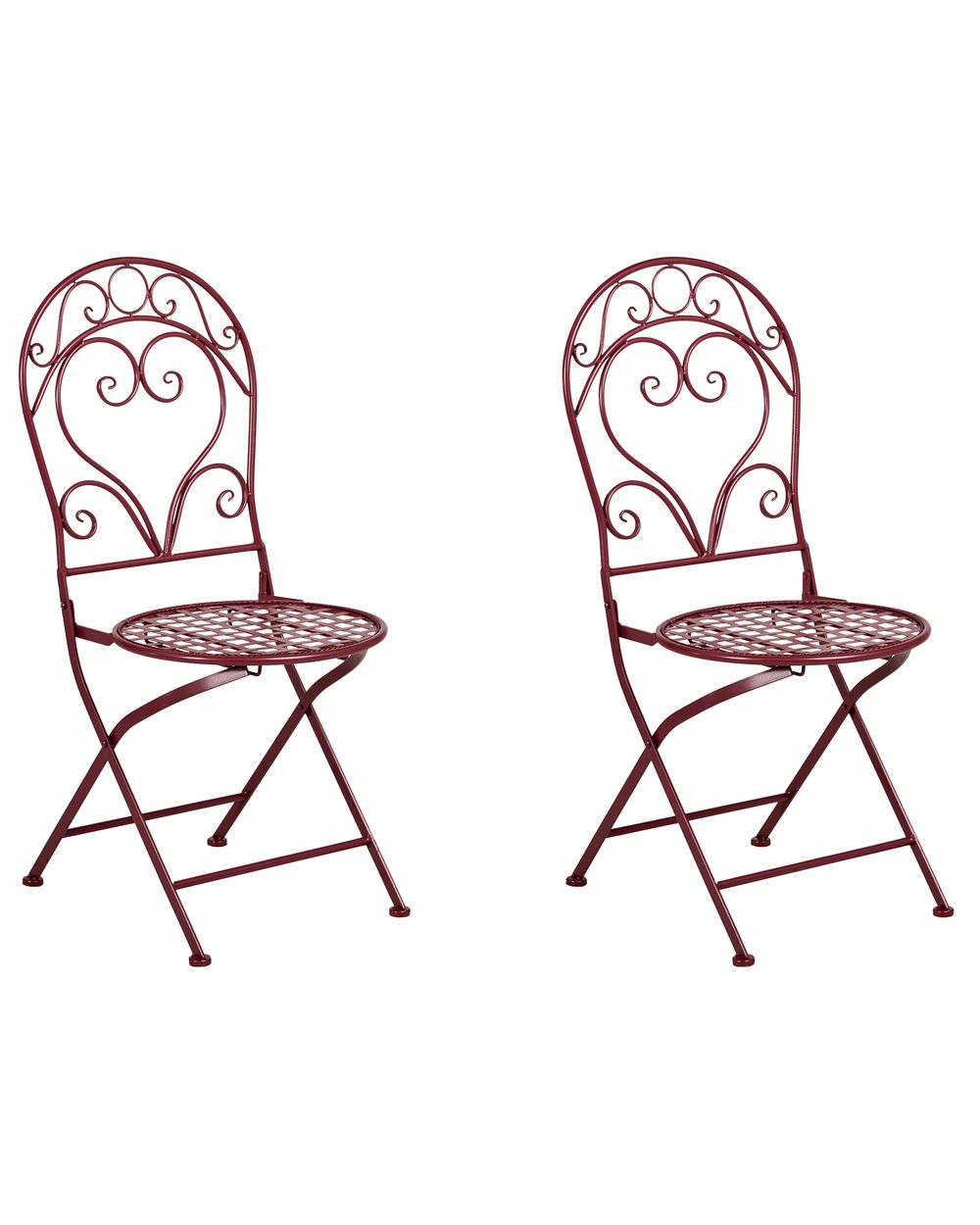 Set of 2 Garden Chairs ALBINIA Metal Burgundy