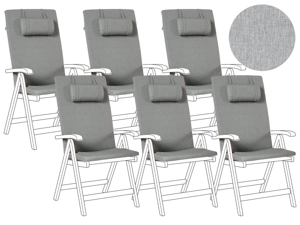 Set of 6 Back/Seat Cushions JAVA/AMANTEA PREMIUM 50 x 71 cm Grey Melange