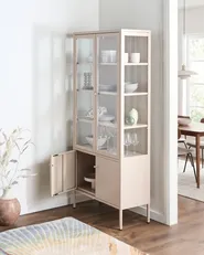 Witryna ze szklaną gablotą OXTED 80 cm Metal Beżowy_1069011