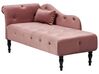 Chaise longue côté gauche en velours rose IVRY_929196