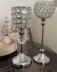 Świecznik ESTERNAY 27 cm Metal Srebrny_994886