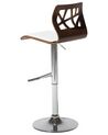 Bar Stool Dark Wood Faux Leather White PETERSBURG_713008