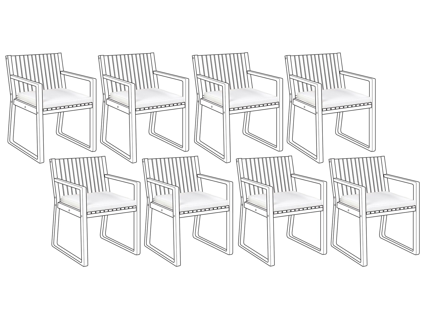Conjunto de 8 cojines para sillas de jardín blancos SASSARI_897901