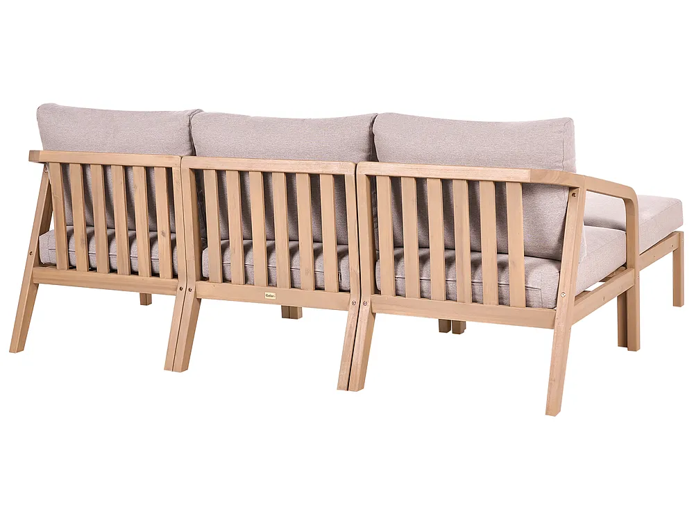Garden Sofa with Ottoman 3 Seater RIVELLO Acacia Wood Light Brown_1156336