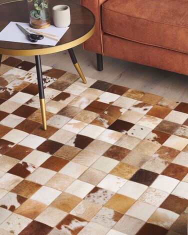 Cowhide Area Rug 160 x 230 cm Brown and White CAMILI