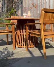 Garden Dining Table AGELLO 120 cm 120 cm Acacia Wood Brown_951124