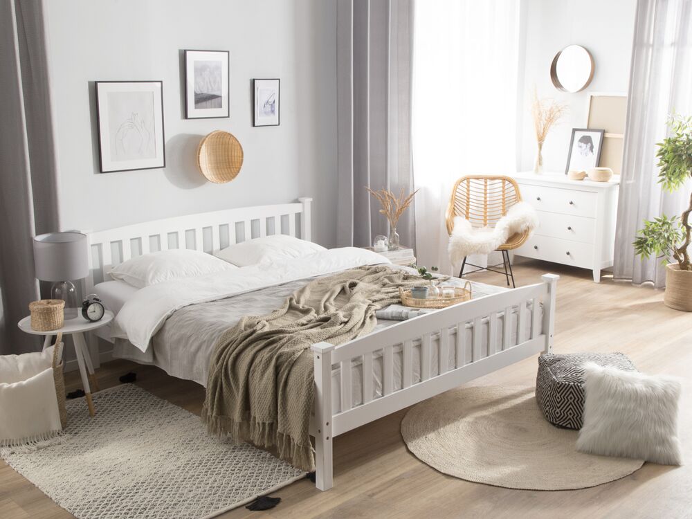 Lit avec sommier Bois de pin GIVERNY 180 x 200 cm Blanc