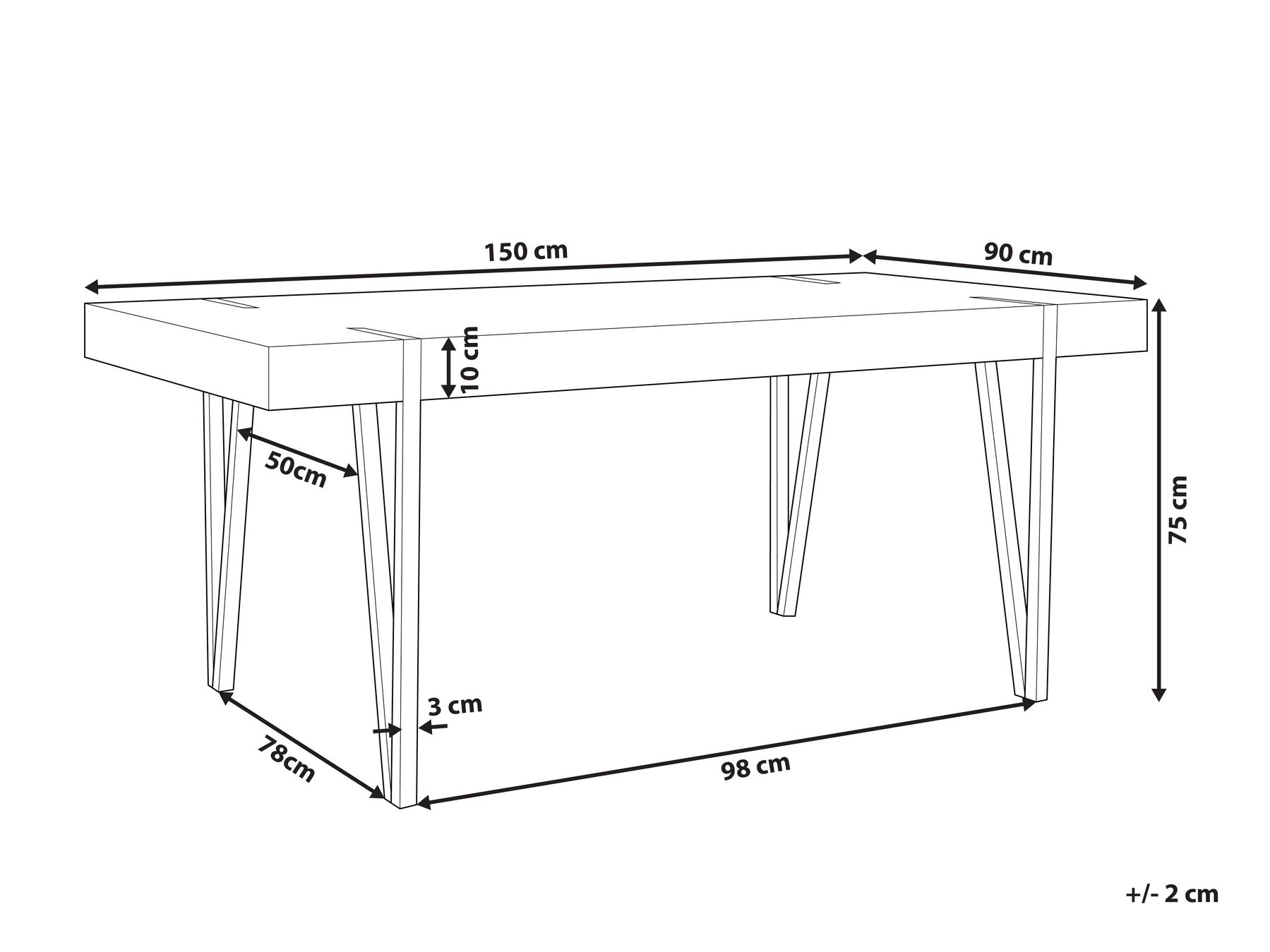 Dining Table ADENA Grey Concrete Effect 150 cm 90 cm_797813