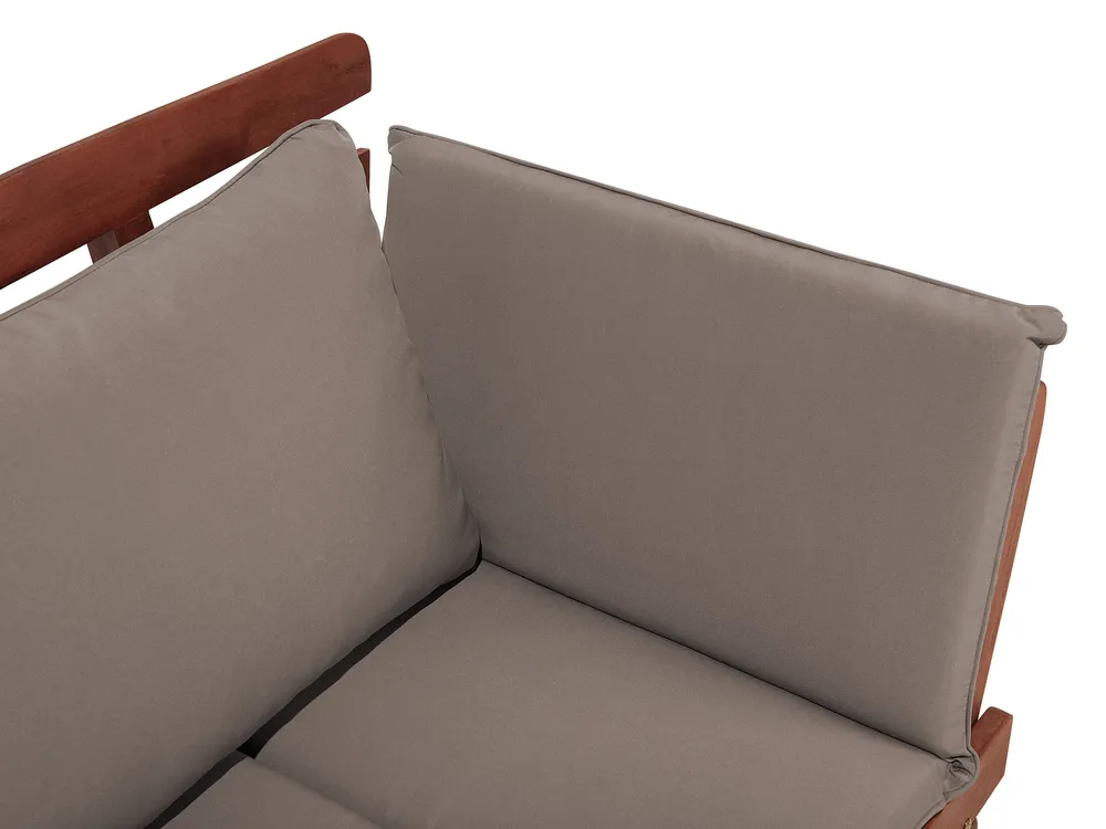 Ławka ogrodowa z poduchą PORTICI 210 cm Drewno eukaliptusowe Ciemny brąz/ beżowoszary_691785