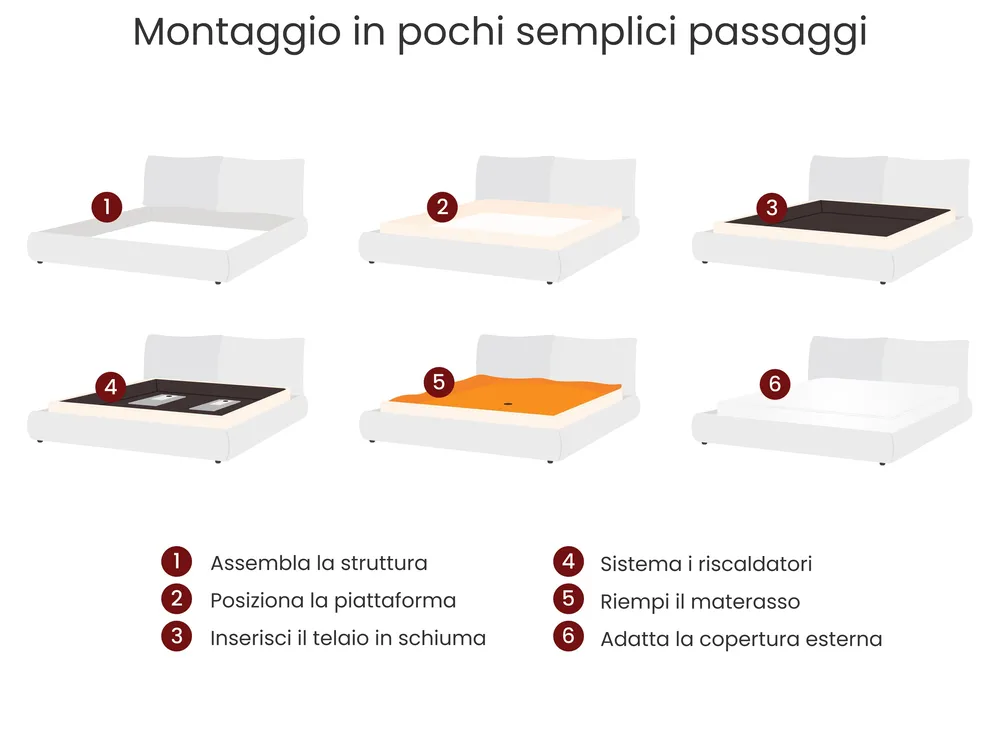Letto ad acqua Bouclé BAJONNA 180 x 200 cm Marrone_1027124