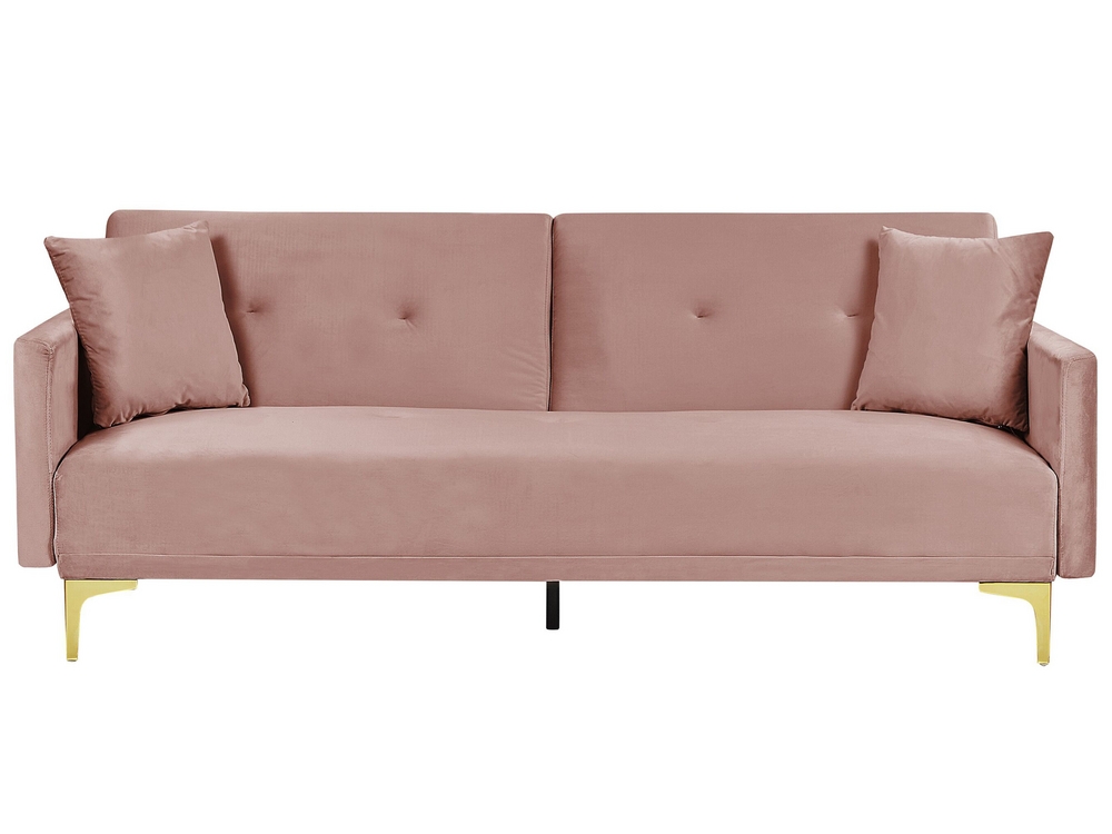 Velvet Sofa Bed Pink LUCAN Beliani