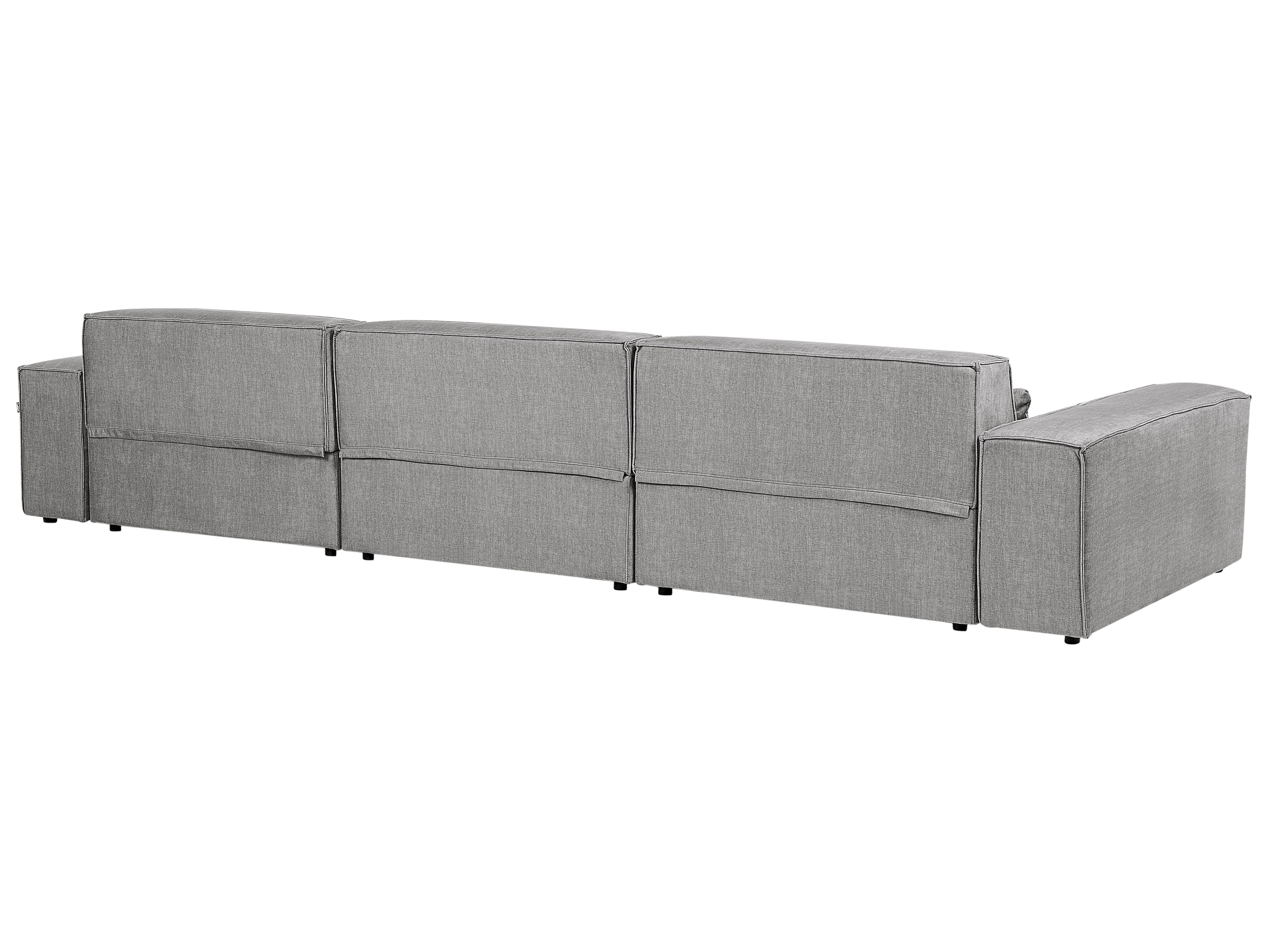 Canapé d'angle à droite modulable 3 places en tissu gris HELLNAR_911916