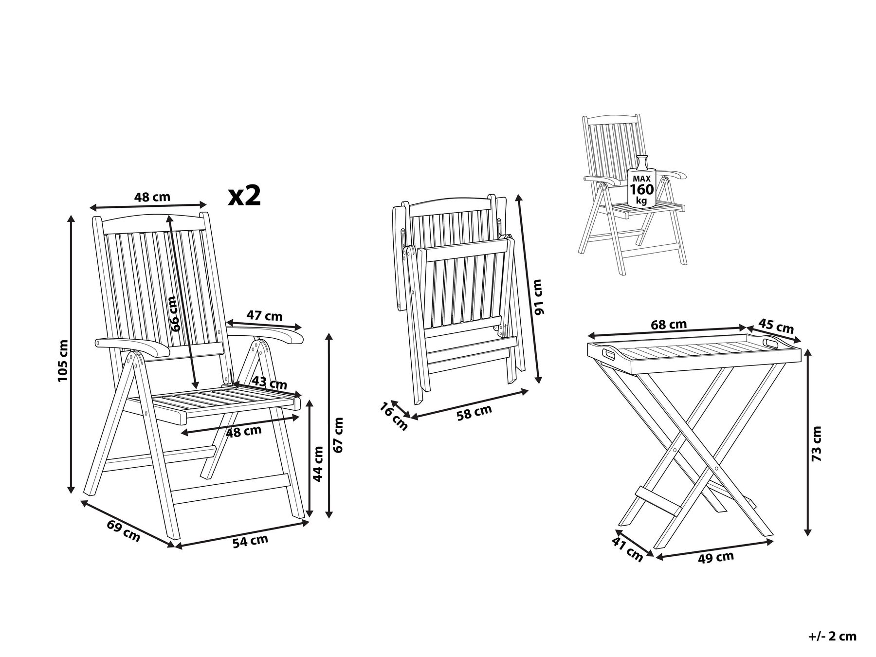 Bistro Set Folding JAVA Acacia Wood Light Brown_785516