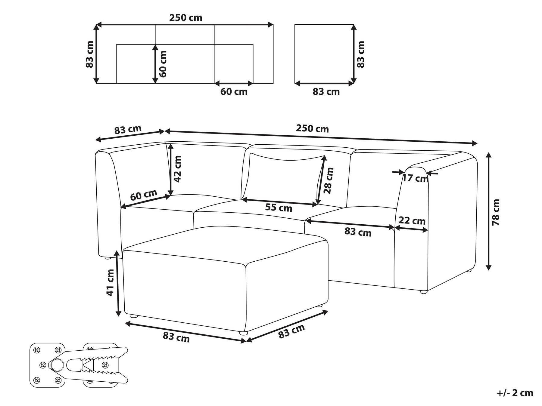 3 Seater Modular Jumbo Cord Sofa with Ottoman Taupe LEMVIG_869568