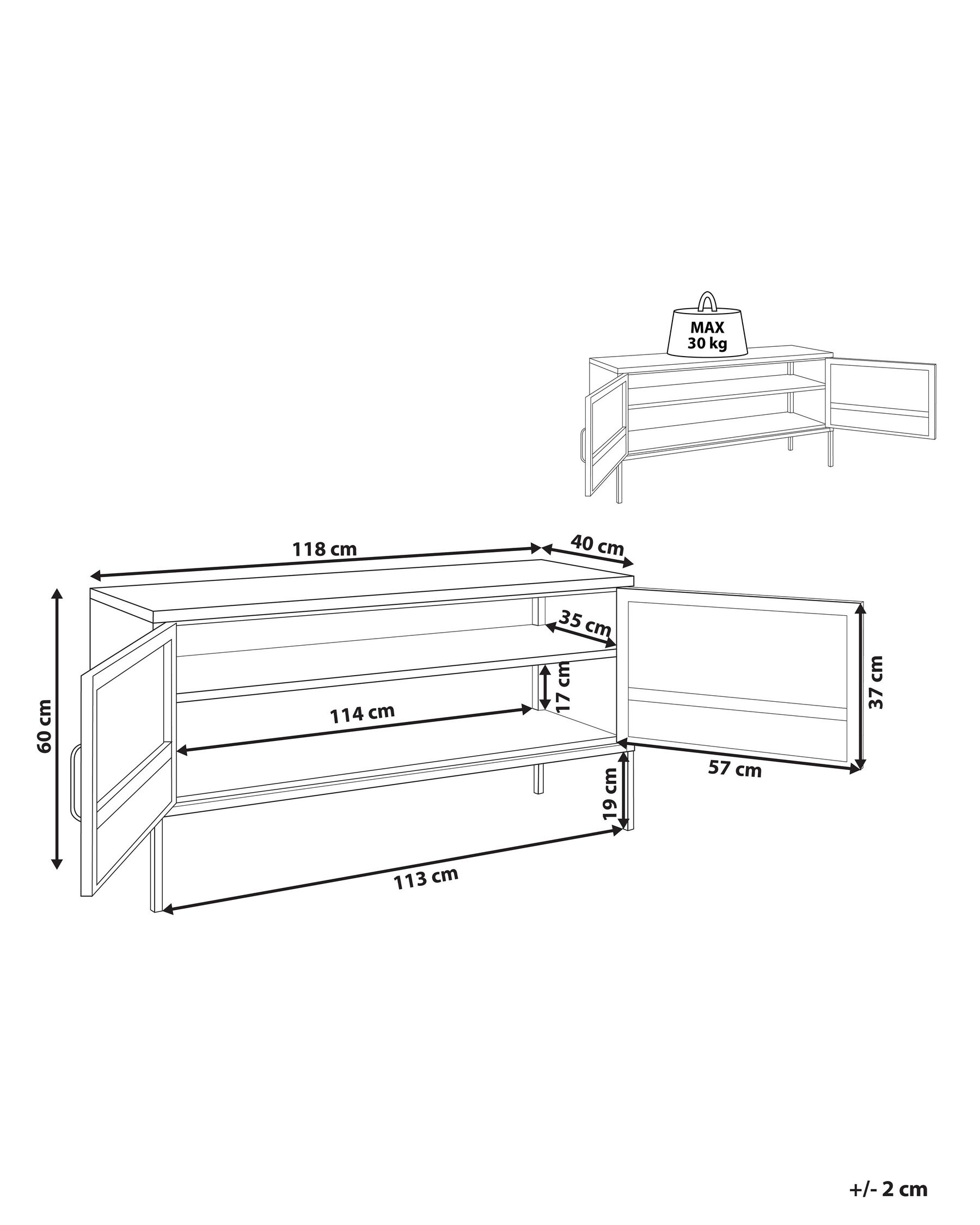 2 Door Metal Sideboard White MORLEY_830328