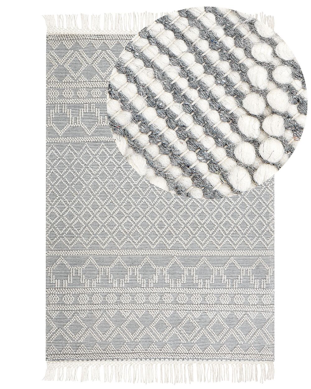 Rug SOLHAN Grey Beige 200 x 300 cm Wool