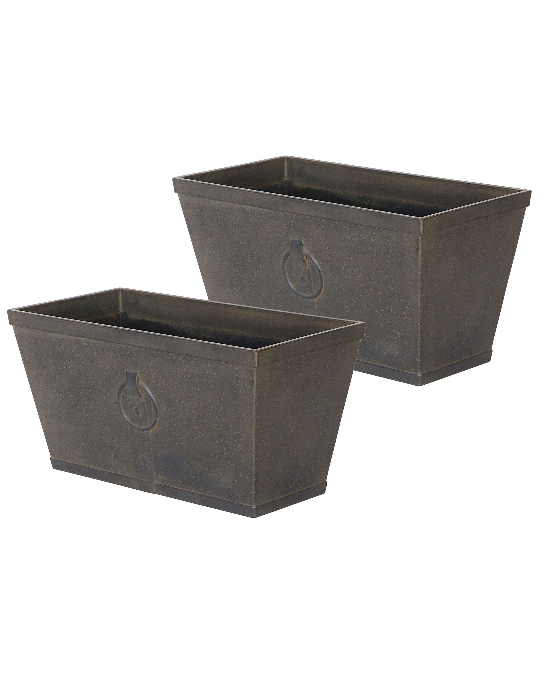 Set of 2 Plant Pots 60 x 30 x 30 cm Brown PORIA_841657