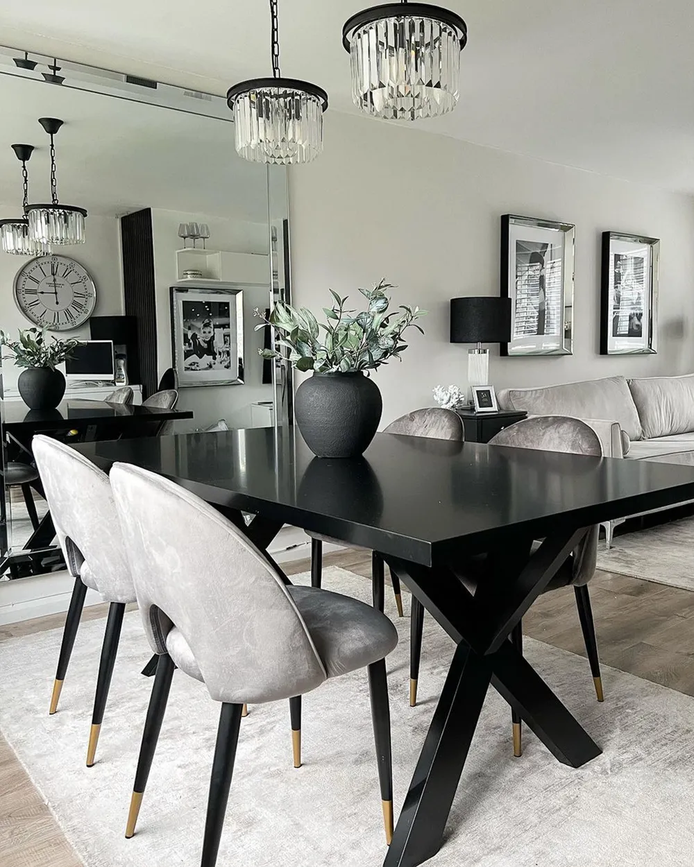 Set di 2 sedie da pranzo MAGALIA Velluto Grigio_827431