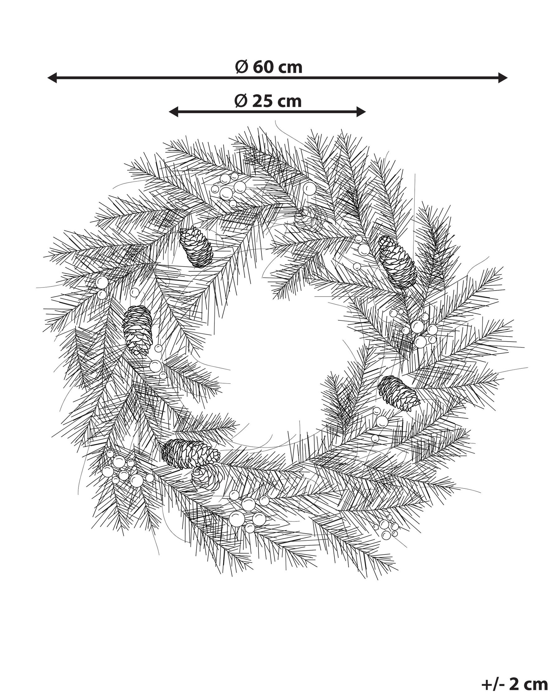 Pre-Lit Christmas Wreath ⌀ 60 cm Green TENALA_813297