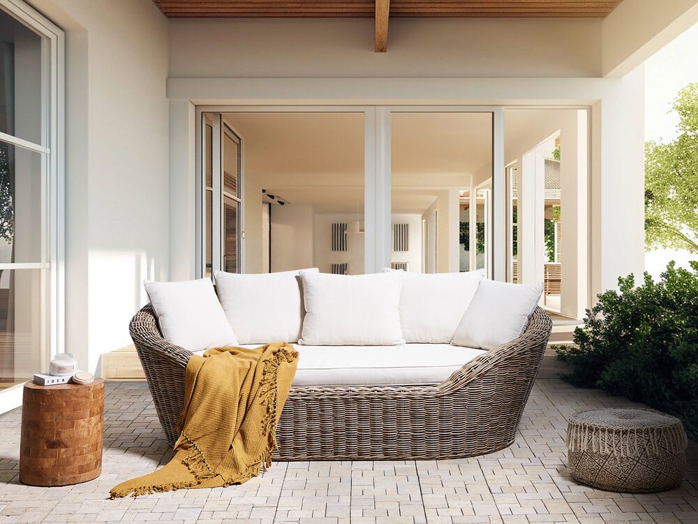 Rattan Garden Daybed Natural CAVO Beliani