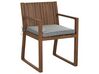 Zestaw ogrodowy stół i 8 krzeseł ciemne drewno z poduszkami szarymi SASSARI_921362