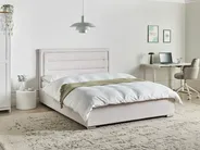 Ottoman Bed ROUEN Fabric Light Beige 160 x 200 cm (EU King Size)_996734