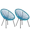 Set of 2 Garden Chairs ACAPULCO II PE Rattan Blue